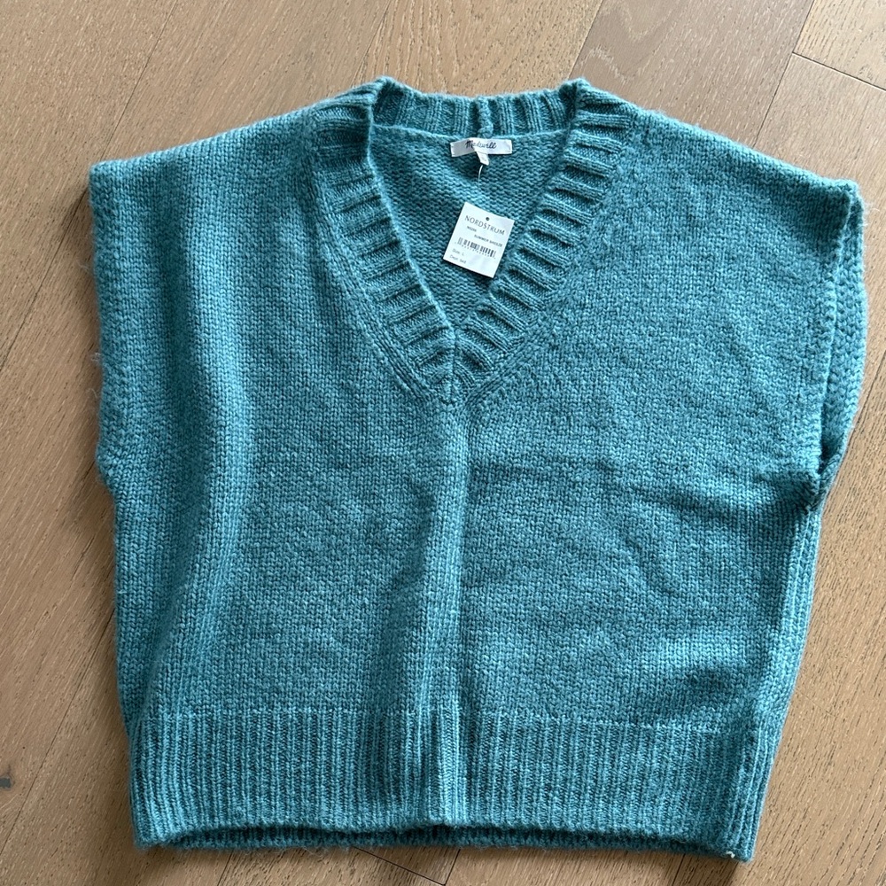 Madewell Teal V-Neck Sweater